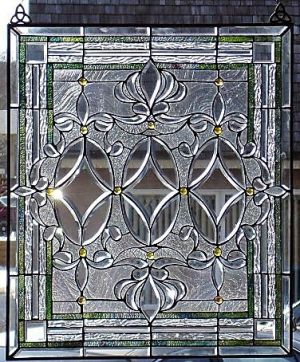 Decorating with lucite crystal and glass - stained glass beveled window.jpg